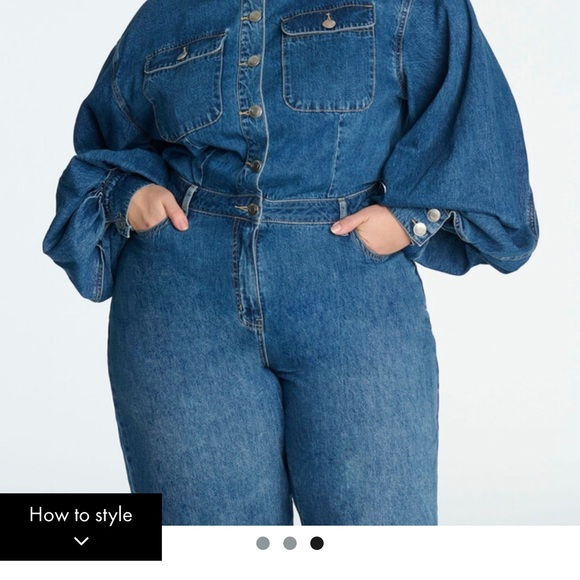 Barrel Leg Denim Jumpsuit - Picture 3 of 4